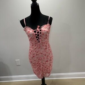 SHEIN Pink Ruched Dress